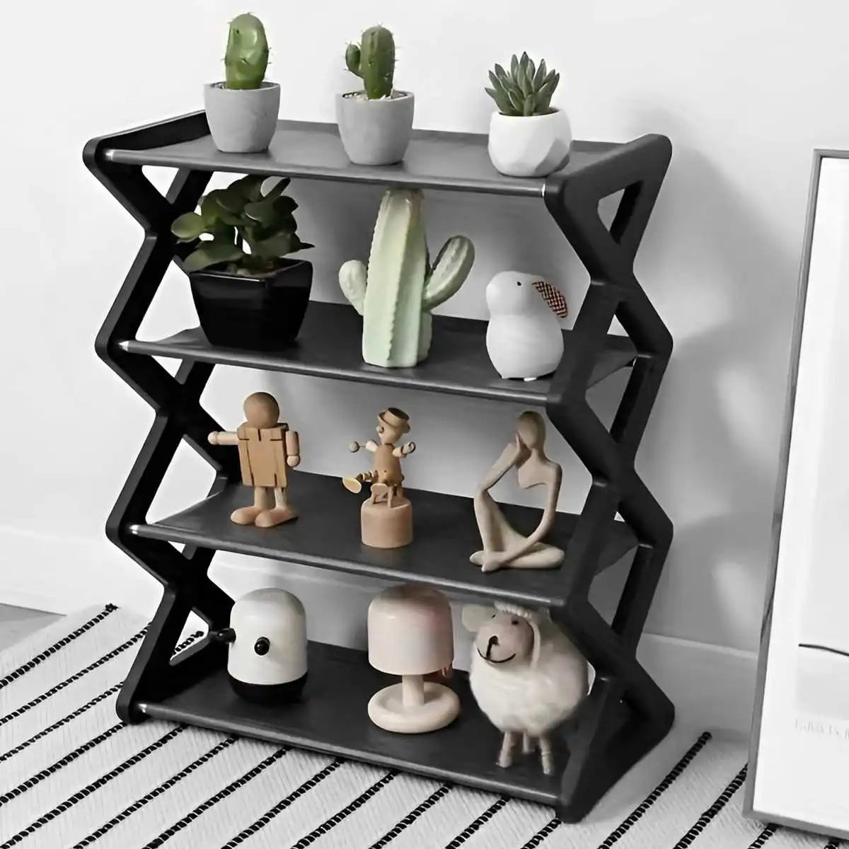 StackRight 4-Tier X-Frame Shoe Rack with Dustproof Covers