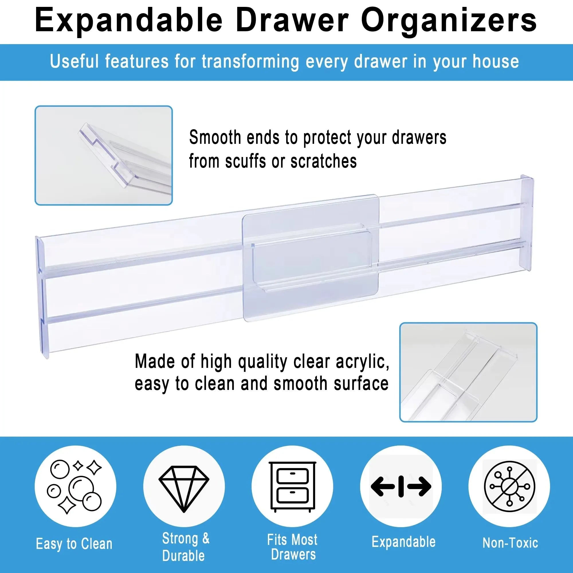 DivideRight™ Expandable Drawer Dividers | No-Tool Install