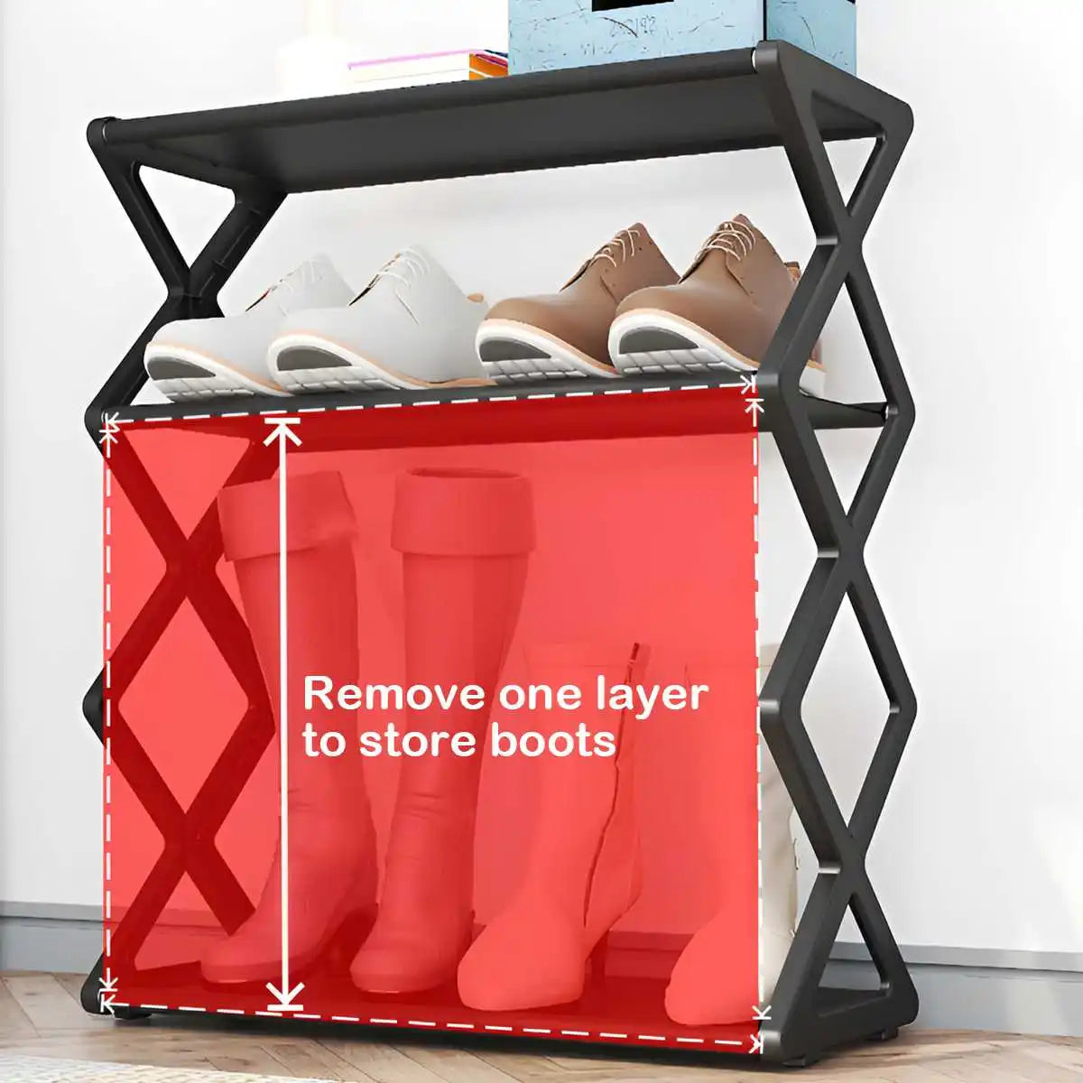 StackRight 4-Tier X-Frame Shoe Rack with Dustproof Covers